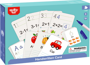 These fantastic cards are great to help your little one with their handwriting & learning.  Each wipeable card has an image they will recognise and a word or sum they will need to copy using the markers provided, the cards can be wiped clean with the wiping rags and used again for next time.