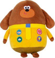 Load image into Gallery viewer, Hey Duggee Hug n Woof is the super fun interactive toy for your little one, press the badges to hear music and sounds, you child will be taking this cuddly toy everywhere with them.
