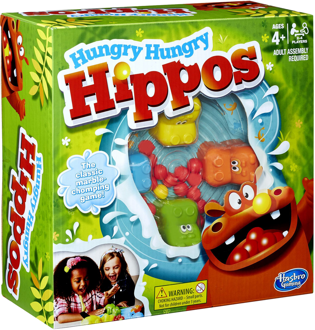 Who's a Hungry Hippo? Join the frenzy as you release the marbles, race to make your hippo chomp and gobble the most marbles to win! You'll have a chomping good time with this classic game of Hungry Hippo's 