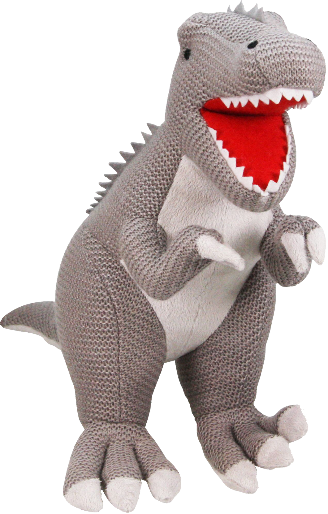 This wonderful knitted T-Rex Dinosaur is a wonderful addition to any little ones bedroom, they can cuddle this loveable creature whilst they sleep or pretend to roar at ther other toys! 