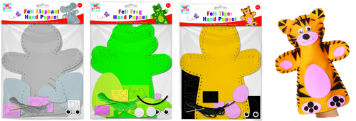 These fantastic make your own felt hand puppets are great for little ones wanting to get crafty, they are easy to assemble using all the pieces provided in the pack, so role play can begin, and your little ones can pretend to be the animals they have made all by themselves.