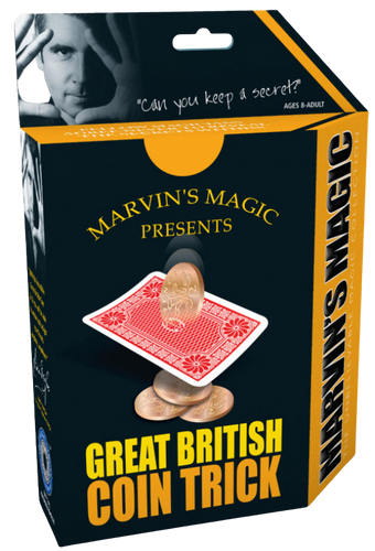 Marvin's Magic presents a superb collection of unbelievable magical effects for young and old alike, recreate a classic 'sleight-of-hand' trick easily within minutes!  Four coin invisible jump, one by one, from card to card in a most impossible way!