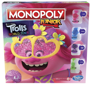 Everybody loves the traditional game of Monopoly, well now your little ones can enjoy it too, with Monopoly Junior the Trolls World Tour Edition.  Your child can play with the much loved characters from the movie, Poppy, Branch, Queen Barb and Cooper, learn to earn with your favourite Trolls, Count and collect the most tiny diamond cash to win!