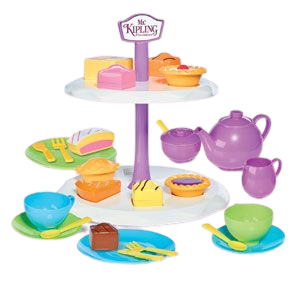 Humpty Dumpty are pleased to be offering the Mr Kipling cake stand with Tea set, this afternoon tea set includes such cakes as fondant fancy, bakewell tart, battenberg, jam tart and apple pie, your little ones can learn through role play by making teatime fun with shape sorting