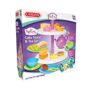 Humpty Dumpty are pleased to be offering the Mr Kipling cake stand with Tea set, this afternoon tea set includes such cakes as fondant fancy, bakewell tart, battenberg, jam tart and apple pie, your little ones can learn through role play by making teatime fun with shape sorting, boxed image