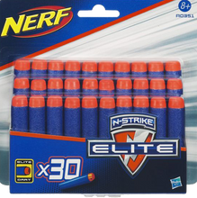 Load image into Gallery viewer, N-Strike warriors lose when they run out of ammo, so load up on firepower with this Refill Pack of 30 N-Strike Elite Darts! These darts work with any N-Strike Elite blaster and most original N-Strike blasters (sold separately). The pack includes 20 Elite Darts and 10 Elite Deco Darts. Ammo up with the 30-dart Refill Pack!
