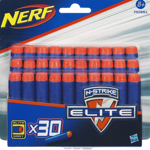 N-Strike warriors lose when they run out of ammo, so load up on firepower with this Refill Pack of 30 N-Strike Elite Darts! These darts work with any N-Strike Elite blaster and most original N-Strike blasters (sold separately). The pack includes 20 Elite Darts and 10 Elite Deco Darts. Ammo up with the 30-dart Refill Pack!