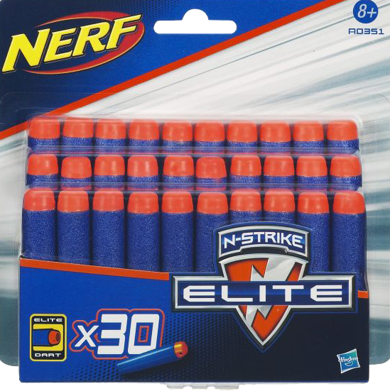 N-Strike warriors lose when they run out of ammo, so load up on firepower with this Refill Pack of 30 N-Strike Elite Darts! These darts work with any N-Strike Elite blaster and most original N-Strike blasters (sold separately). The pack includes 20 Elite Darts and 10 Elite Deco Darts. Ammo up with the 30-dart Refill Pack!
