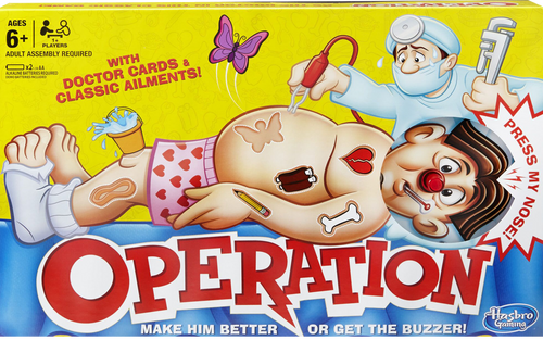 Classic Operation is fun for all the family.  Is there a doctor in the house? Cavity Sam is feeling under the weather! Can you operate and make him feel better? 