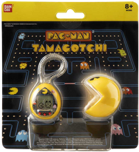 Load image into Gallery viewer, Tamagotchi - the Original Virtual Reality Pet in a Nano Pac-Man version. Feed it, play with it, check on its health. Raise your Tamagotchi from egg to adult and see which character you get - it all depends on how you take care of your pet. Includes two Pac-Man mini games. Includes a soft Pacman case for your tamagotchi.
