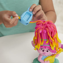 Load image into Gallery viewer, Every girl loves the adorable character Poppy from Trolls World Tour, she has now been combined with Play-Doh and every girls love of hair styling. She comes complete with all the girly colours of play-doh you require to give her some very funky syles!
