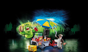 We all know the lovable green character 'Slimer' from the 80s film Ghostbusters!  Now Playmobil have created a playset which includes a hot dog stand, Slimer is getting into trouble eating all the hot dogs and getting slime everywhere, this set includes realistic food and drink and silicone slime splashes that stick on all smooth surfaces.