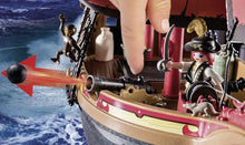 Load image into Gallery viewer, The Playmobil Pirates Ship is the ideal gift for any sailors out there!  Your child will have fun pretending to be a pirate and sailing the seven seas on this fantastic pirate ship!  They can fire canons and make the characters walk the plank!
