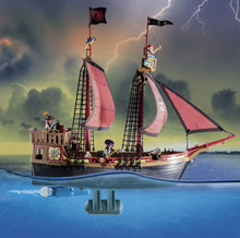 Load image into Gallery viewer, The Playmobil Pirates Ship is the ideal gift for any sailors out there!  Your child will have fun pretending to be a pirate and sailing the seven seas on this fantastic pirate ship!  They can fire canons and make the characters walk the plank!
