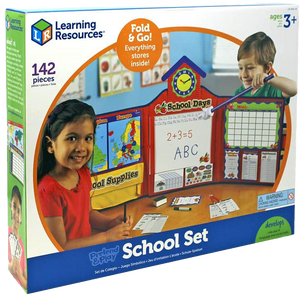 The Pretend & Play school set makes learning fun for kids! they can switch things arund and be a teacher and help all of their cuddly toys and dolls to learn as they would at school!  Every child likes to play being a grown up, it's so much fun!  There is everything in this set to make them feel like they are a real school teacher.