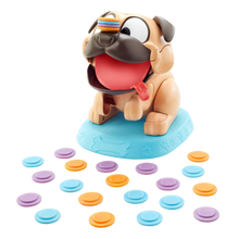 Load image into Gallery viewer, Great for dog lovers! this game will have you and you little ones laughing their heads off as you pick a treat, stack it on his nose, press his paw, then if the pug eats, you win the treats! Its the simple game your little ones will love to play with their friends and family.
