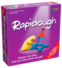 Load image into Gallery viewer, Guess too slow and you lose some dough! Rapidough is the original game of modelling charades.  There&#39;s never a dull moment as everyone plays at once - every round! Players take turns at modelling the card entries for their team mates.
