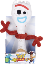 Load image into Gallery viewer, Forky the fantastic well known and lovable character from Toy Story 4, will be every child&#39;s best friend! Your little one will want to take this great plush toy with them where ever they go.  Even the box that it comes in is fun, with door hangings to cut out on the back!
