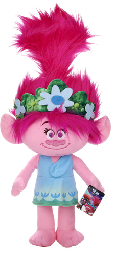 From the smash-hit animated comedy and musical adventure, Princess Poppy is back in Trolls 2 World Tour. Poppy, the happiest Troll ever born is beautifully recreated with her bright pink hair and her infectious smile. Create your own musical adventure with Poppy or simply snuggle down with this soft and cuddly plush toy. 