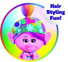 Load image into Gallery viewer, Girls will love the Poppy styling head from Trolls World Tour, they can style Poppy&#39;s hair with all the included accessories, she will have hours of fun playing with her beautiful multi-coloured hair.
