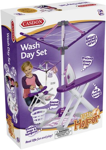 All kids want to do grown up thing and be exactly like mummy and daddy! With the wash day set they get to pretend they are doing the washing just like a grown up and put it out on the line to dry.  It's fun learning everyday tasks!