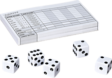 Load image into Gallery viewer, Yahtzee is the fantastic travel dice game that will keep the family occupied for hours.  You shake the dice and check the score sheet to see what sequence gives you the best score, if you are lucky you may even roll a sequence of 5 of the same number, if you do, be sure to shout yahtzee and win lots of points.  Count up your points at the end and the person with the most amount of points wins.
