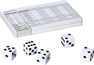 Yahtzee is the fantastic travel dice game that will keep the family occupied for hours.  You shake the dice and check the score sheet to see what sequence gives you the best score, if you are lucky you may even roll a sequence of 5 of the same number, if you do, be sure to shout yahtzee and win lots of points.  Count up your points at the end and the person with the most amount of points wins.